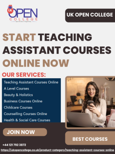 Looking for professional teaching assistant courses online? UK Open College offers flexible, high-quality programs that fit around your schedule. Whether you're starting fresh or upskilling, our accredited courses provide the qualifications you need to thrive in education. Study anytime, anywhere, and take your career forward. Don’t delay—visit us now to enrol!