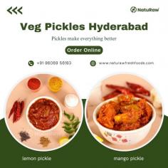 NatuRaw offers the finest pickles with an authentic Andhra touch, using the purest ingredients and premium quality. We provide a wide range of vegetarian pickles, and if you're in Hyderabad, you can have them delivered straight to your home.