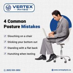 At Vertex Physio & Performance Centers in Edmonton, we help you identify and correct common posture mistakes through personalized physiotherapy care.
From slouching to improper desk setups, our tailored solutions focus on improving alignment, reducing strain, and preventing long-term issues.
Start your journey to better posture and improved well-being today!
