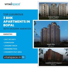 Discover the top luxurious 3 BHK apartments in Bopal, featuring modern amenities and elegant designs. Explore premier projects like Saanvi Nirman Spectra, Rajyash Regius, Nirgun Rise, Siddhivinayak Prospera, and Sky One. These residences combine comfort, style, and convenience, offering the perfect blend of premium living and contemporary architecture.