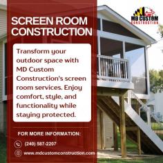 Enhance your outdoor living with professional screen room construction. Enjoy protection from insects and weather while creating a comfortable, versatile space for relaxation or entertaining. Expertly designed screen rooms add value and style to your home.