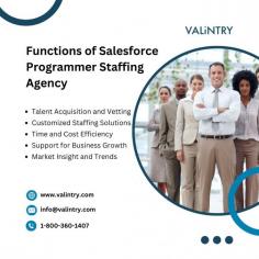 A Salesforce Programmer Staffing Agency like VALiNTRY plays a vital role in connecting businesses with skilled Salesforce professionals. We specialize in sourcing, vetting, and matching top Salesforce programmers to your specific project needs, ensuring efficient and effective solutions. Whether you require experts for custom application development, CRM optimization, or seamless Salesforce integrations, VALiNTRY provides tailored staffing options, including contract, contract-to-hire, and full-time placements.
Our agency simplifies the hiring process, saving time and costs while ensuring high-quality talent. With VALiNTRY, your business gains access to a network of experts, empowering you to achieve your Salesforce goals with ease.
For more info: https://valintry.com/hire-salesforce-programmers/
Contact us: 1-800-360-1407
Email : info@valintry.com