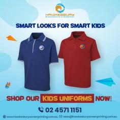 Discover high-quality kids’ uniforms at Hawkesbury Screen Printing and Embroidery. Shop our extensive range of customizable options tailored for schools and sports teams. Enjoy convenience, durability, and style—all available online for a seamless shopping experience.

