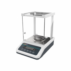 Labnic Analytical Balance is a Class I accuracy instrument that uses electromagnetic force compensation for precise measurements. It has a durable aluminum alloy base, stainless steel pan, 0.01–100 g range, bright LED display, and operates at 15–35°C. Includes a universal power adapter.