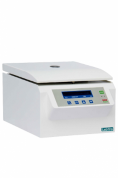 Labtro High-Speed Centrifuge features a microprocessor control system with a touch panel for easy operation. Built with durable stainless steel, its chemical-resistant chamber spins samples at high speeds using various rotors, ensuring efficient separation of microparticles through centrifugal force.