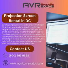 Elevate your presentations and events in Washington DC with our premium Projection Screen Rentals, designed to ensure your message is displayed with crystal-clear visibility. Ideal for a range of occasions from large conferences to intimate presentations, our top-tier projection screens are the perfect solution for enhancing your visual experience. Get in touch with us today to find out how we can help make your next event visually impactful and memorable.