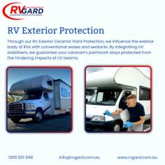 Through our RV Exterior Ceramic Paint Protection, we influence the exterior body of RVs with conventional waxes and sealants. By integrating UV stabilisers, we guarantee your caravan’s paintwork stays protected from the hindering impacts of UV beams. With a smooth hydrophobic impact, we make cleaning a breeze and efficiently safeguard against soil and grime, enabling it to be free from caravan surfaces.