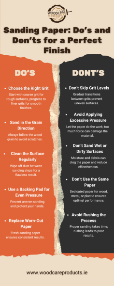 Achieve flawless results with sanding paper from Wood Care Products. Follow essential do’s and don’ts, like selecting the right grit and avoiding excessive pressure, to ensure a smooth finish for your wood projects. Ideal for DIY enthusiasts and professionals, our high-quality products make sanding efficient and easy. Shop now! https://woodcareproducts.ie/product/drum-sanding-sheets-200-mm-x-475-mm/