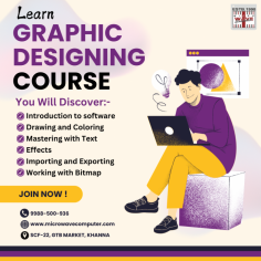 The Graphic Designing course teaches the principles of design, visual communication, and software tools like Adobe Photoshop and Illustrator. Students learn to create compelling visuals for branding, advertising, and digital media. 