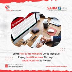 Save your clients' records and keep track of their policy expiry dates to ensure they never miss it. To eliminate the need for manual reminders, our insurance brokers software in India, SAIBAOnline, features a module that send reminders to clients before their policy expires.