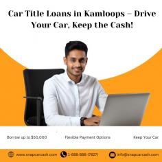 Get the cash you need quickly with Car Title Loans Kamloops from Snap Car Cash! We make it easy to borrow money using your car’s title as collateral. Keep driving your vehicle while enjoying low interest rates and a hassle-free process. Visit Snap Car Cash in Kamloops and secure your funds today!