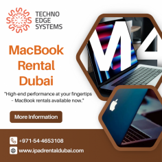 Techno Edge System L.L.C provides MacBook Rental Services in Dubai, UAE. We stock a large quantity of MacBooks at affordable cost, fast delivery. Our clients can rent Mac laptops by day, week or month, and we will guarantee that your order is delivered to you as quickly as needed. Call us at +971-54-4653108 for more info.
Visit site: https://www.ipadrentaldubai.com/
