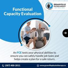 
At Granville Physiotherapy Clinic in Edmonton, we provide Functional Capacity Evaluations (FCE) to assess your physical capabilities and support your return to work or daily activities. 