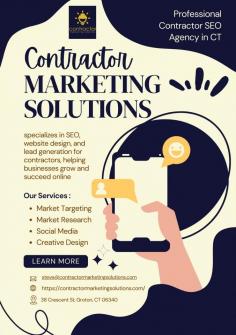 At Contractor Marketing Solutions, we specialize in lead generation for contractors in CT. Our tailored strategies focus on attracting high-quality leads to help your business grow. From targeted SEO to pay-per-click (PPC) campaigns, we use a mix of proven techniques to connect you with potential clients. Whether you're a plumber, electrician, or general contractor, we help you generate more leads and increase your revenue with effective marketing solutions.
Visit Us: https://contractormarketingsolutions.com/
Phone: (860) 415–3151
Location: 38 Crescent St, Groton, CT 06340
Email: steve@contractormarketingsolutions.com
Facebook: https://www.facebook.com/contractormarketing/?fref=ts
Instagram: https://www.instagram.com/contractormarketingsolutions/
YouTube: https://www.youtube.com/channel/UC7jKbtSEkirNe_6evgq6awA