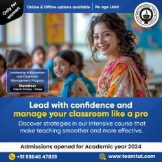 Lead With Confidence And Manage Your Classroom Like A Pro 
Discover Strategies In Our Intensive Course That Make Teaching Smoother And More Effective 
For more details visit www.teamtut.com or contact us on 9884647839