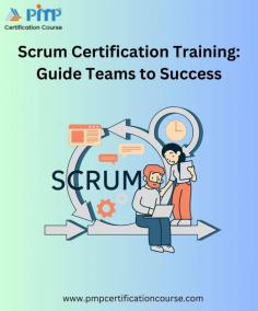 Scrum Certification Training empowers professionals to effectively lead Agile teams, fostering collaboration, transparency, and continuous improvement. By mastering Scrum principles, you'll gain the skills to guide teams through iterative development processes, ensuring successful project delivery. This training equips you with practical tools to overcome challenges, enhance productivity, and drive business value. Whether you're an aspiring Scrum Master or looking to deepen your Agile knowledge, this certification will boost your leadership capabilities and position you for success in today’s fast-paced business environment. For more details visit : https://www.pmpcertificationcourse.com/courses/scrum-certification-training

