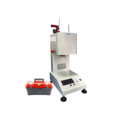 Labnics Melt Flow Indexer evaluates the flow properties of molten plastics through MFR (melt mass-flow rate) and MVR (melt volume-flow rate) tests. It features a 2.095 mm die diameter, an 8.000 mm die length, a 50-450°C range, auto-sampling, ASTM & ISO compliance, and data export.

