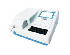 Labdex Semi Automatic Chemistry Analyzer offers a wide wavelength range, an LCD color touch screen, and a thermal printer. It supports multiple test methods, includes 20 incubating positions, and has a quartz cuvette. Analyzer stores over 180 programs and provides efficient, accurate testing for various applications.