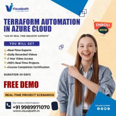 Visualpath provides the Best Terraform Online courses globally. Our Terraform Online Training enhances your career in Azure Virtual Machines, cloud computing, and Terraform workflow. Call +91-9989971070 to book a Free Demo session. WhatsApp: https://www.whatsapp.com/catalog/919989971070/ Visit blog: https://visualpathblogs.com/ Visit: https://www.visualpath.in/terraform-online-training.html 