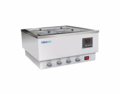 Advalab Analog Water Bath is a reliable temperature-controlled instrument for precise lab heating. It features a durable stainless steel exterior, an LED display, and six holes for versatility. With accurate temperature control, a brushless motor, safety features, and a drain port, it ensures efficient, low-maintenance use.