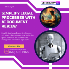 Simplify your legal workflows with eDiscovery AI's advanced document review solutions. Our AI-powered technology accelerates document analysis, delivering unparalleled speed, accuracy, and efficiency. Designed for modern legal teams, it reduces review time, minimizes errors, and streamlines complex processes. Whether tackling litigation or compliance tasks, eDiscovery AI ensures seamless case management and faster insights. Revolutionize your legal discovery with cutting-edge AI today!