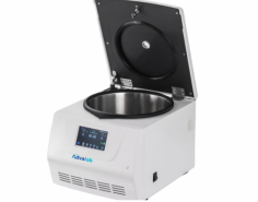 Advalab Low-Speed Centrifuge offers efficient performance with a 5000 rpm speed, accommodates up to 6 x 50 ml containers, and features microprocessor control, an intuitive LCD touchscreen, Compact and quiet, it includes a calibration port and autoclavable rotors.
