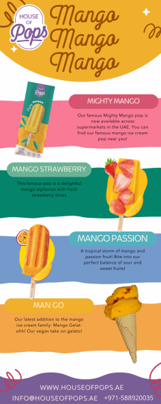 Looking for a delicious mango ice cream in Dubai? Try out any one of four mango ice creams at House of Pops, from the delicious Mighty Mango ice lolly to the vegan mango gelato. If you’re into tropical twists, then House of Pops’s Mango Passion will take you by (tropical) storm!
Explore More: https://houseofpops.ae/collections/mango-ice-cream-pop