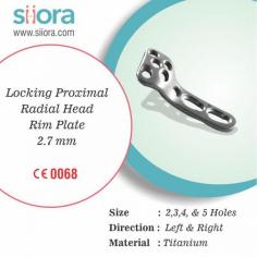 The Locking Proximal Radial Head Rim Plate 2.7mm is crafted for precise stabilization of proximal radial head fractures including multi-fragmented radial neck fractures. Its contoured design aligns with bone anatomy, ensuring minimal soft tissue disruption. Featuring a locking screw mechanism, it offers secure fixation, even in fragile bone conditions. Made from biocompatible material, it supports efficient healing and is ideal for advanced surgical procedures. Siora Surgicals Pvt. Ltd. is an experienced manufacturer and supplier of an international standard range of orthopedic devices including radial head rim plate 2.7mm. Visit for more information:-https://www.siiora.com/product/locking-proximal-radial-head-rim-plate-2-7mm/