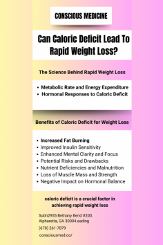 The image discusses the potential of caloric deficit to lead to rapid weight loss, a topic that is often debated in the realm of conscious medicine. It delves into the science behind this phenomenon, exploring key factors such as metabolic rate, energy expenditure, and hormonal responses.
