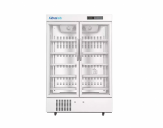 Advalab Pharmacy Refrigerator provides precise temperature control from 2°C to 8°C with a 656-liter capacity. Made from corrosion-resistant stainless steel, it features an LCD display, electro-polished shelves, and a motorized glass door. The microprocessor PID control ensures precision and dependability.