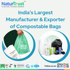 NaturTrust manufactures 100% certified biodegradable and compostable products such as carry bags, animal waste bags, vegetable bags, courier bags, laundry bags, shopping bags, etc. Our bags are strong, safe for the planet, and easily break down naturally without harming the environment. Choose our bags to keep the earth clean and green and place your order today!