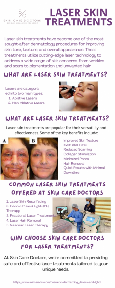 "Achieve radiant, healthy skin with expert laser skin treatments at Skin Care Doctors. Treat scars, wrinkles, and pigmentation with advanced technology. Book your consultation today!"