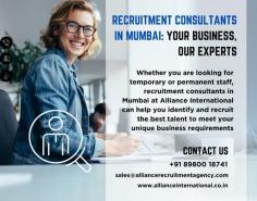 Whether you are looking for temporary or permanent staff, recruitment consultants in Mumbai at Alliance International can help you identify and recruit the best talent to meet your unique business requirements.
For more information visit www.allianceinternational.co.in/recruitment-consultants-mumbai. ﻿#recruitmentconsultantmumbai﻿ 