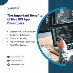 In today’s mobile-first world, having a robust and user-friendly iOS application is crucial for businesses aiming to engage their audience effectively. At VALiNTRY, we specialize in connecting you with top-tier iOS app developers who bring expertise, creativity, and technical proficiency to the table. Whether you need a team for a new project or additional talent to enhance an existing app, we’ve got you covered.

Our seasoned professionals are well-versed in Swift, Objective-C, and the latest iOS frameworks, ensuring your app stands out with seamless performance and intuitive design. When you Hire iOS App Developers from VALiNTRY, you gain access to developers who are committed to delivering tailor-made solutions aligned with your business goals.

From startups to enterprises, we have a proven track record of placing developers who build scalable and secure applications. With our personalized approach, we carefully match your requirements with the right talent, saving you time and effort in the hiring process.

Don’t compromise on quality when it comes to your mobile applications. Hire iOS App Developers through VALiNTRY today and transform your vision into a powerful and engaging iOS app that drives results.

For more info : https://valintry.com/hire-ios-app-developers-staff/
Contact us : 1-800-360-1407
Email :  info@valintry.com