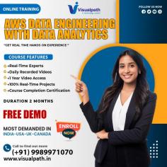 Visualpath provides the best AWS Data Engineering Course globally. Learning Our AWS Data Engineer Certification enhances your career in data analytics, cloud computing, and business intelligence. To book a Free Demo session call +91-9989971070. WhatsApp: https://www.whatsapp.com/catalog/919989971070/ Visit blog: https://visualpathblogs.com/ Visit: https://www.visualpath.in/online-aws-data-engineering-course.html 