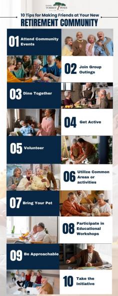 "
Newly retired senior are moving forward to their senior living community to socialize, connect to new people and make new friends. Whenever we shift to a new place it is a bit difficult to make new friends and interact with everyone. Bayshire Torrey Pines team compiled a list of helpful tips that aid you in making new friendships in a senior living community. Dive into our article, ""10 Tips for Making Friends at Your New Retirement Community"" to Know more.
"