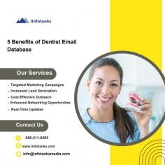 

IInfotanks’ Dentist Email Database is your ultimate resource for reaching dental professionals efficiently. Our database is meticulously verified and regularly updated to ensure accuracy and relevance, providing access to dentists across various specialties and locations. Whether you're promoting dental supplies, offering continuing education, or sharing new technology, our targeted email lists help you connect with decision-makers. With customizable filters such as practice size, location, and specialization, you can tailor your campaigns for maximum impact. Leverage IInfotanks’ Dentist Email Database to expand your outreach, boost engagement, and drive growth for your business with precision-targeted marketing.


For more info visit us https://www.iinfotanks.com/healthcare-email-lists/dentist-email-list/