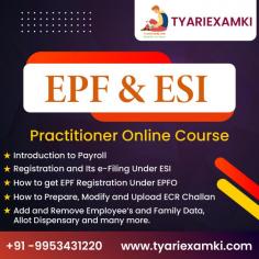 EPF and ESI Practitioner Course can help students understand the fundamentals of EPF and ESI compliance. This thorough education is intended to assist you in understanding key components of the employee provident fund (EPF) and employee state insurance (ESI) programs, such as grievance management, donations, registration, and filing returns. Learn useful techniques that help employers and workers effectively navigate legal requirements. This course puts you on the route to competence and career progress, making it ideal for HR professionals, payroll specialists, and compliance supporters.