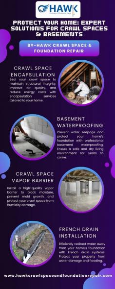 Crawl Space Encapsulation Made Easy by Hawk Crawl Space & Foundation Repair
Simplify crawl space maintenance with encapsulation services from Hawk Crawl Space & Foundation Repair. Experience the difference in home comfort and safety.