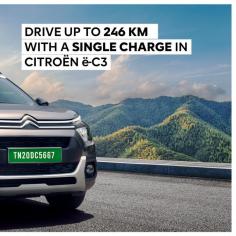 Experience the freedom of long-distance driving with the Citroen eC3, now available at Magnus Motors. Cover up to 246 KM on a single charge, combining exceptional range, eco-friendly performance, and advanced technology. Redefine your driving experience with style, efficiency, and sustainability in the all-new Citroen eC3.