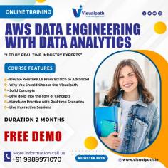 Learn from real-time experts at Visualpath, the premier AWS Data Engineering Training Institute. Our course ensures you’re ready for the AWS Data Engineer Certification, with training available in Hyderabad and globally, including the USA, UK, Canada, Dubai, and Australia. Call us at +91-9989971070 for more information. WhatsApp: https://www.whatsapp.com/catalog/919989971070/ Visit blog: https://visualpathblogs.com/ Visit: https://www.visualpath.in/online-aws-data-engineering-course.html 