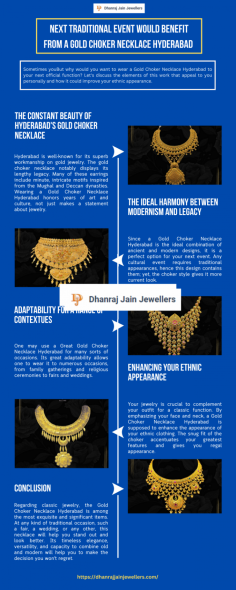 Dhanrajjainjewellers is the go-to destination for gold choker necklaces in Hyderabad. Our online store offers a vast array of trendy designs for women at competitive prices. For more details, please call us at +91 86885 88733 or +91 78158 70783. Visit: https://dhanrajjainjewellers.com/index.php/product-category/chokers/page/2/