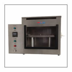 LabExpo Horizontal Flammability Test Chamber is a high-quality stainless steel chamber for non-certified FAR horizontal flammability testing. It features a removable glass window, flame impingement time adjustment, and a digital timer for burning rate calculation.