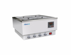 Advalab Analog Water Bath is a reliable temperature-controlled instrument for precise laboratory heating. It features a corrosion-resistant stainless steel exterior, an easy-to-read LED display, and a brushless motor. Safety features like over-temperature alerts and overload protection ensure efficient, low-maintenance operation.