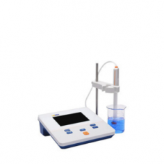 Labdex Benchtop pH Meter features a 5.7" LCD display for clear readings. It supports automatic/manual temperature compensation for precision. Its multi-reading mode includes auto-read and continuous functions, ensuring reliable and accurate pH measurements for laboratory applications.