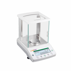 Labnic Analytical Balance has a measuring range of 10g to 220g, delivering precise results in 8 seconds with electromagnetic force compensation. It features a 90mm stainless steel pan, high-resolution display, operates at 17.5°C–22.5°C, and offers automatic internal calibration for accuracy.