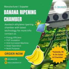 Awotech  deal in refrigeration industry for sales ,service and installation of cold room and cold storage. our product Banana Ripening Chamber is use to ripening of banana where we use ethylene gas to ripening of banana  and we design size of chamber according to need of customer and you use chamber for multipurpose i.e storage of fruits and vegetables as chiller room and we gives temperature 2 to 8 degree for unit installation contact us @9411466708 or visit at https://awotech.in/banana-ripening-chambers-manufacturer.php/