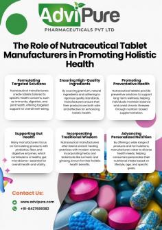 Discover the power of holistic health with Advi Pure Pharmaceuticals Pvt. Ltd. As trusted Nutraceutical Tablet Manufacturers in India, we offer high-quality supplements designed to support your overall well-being. Our pills are crafted with herbal substances to enhance immunity, improve digestion, and sell mental clarity.  Whether you are aiming for higher energy ranges or a balanced life-style, our merchandise provide the suitable answer. Choose Advi Pure Pharmaceuticals for a healthier, vibrant life. Visit us - https://advipure.com/nutraceutical-tablet-manufactuters-in-india