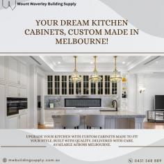 Looking for the perfect kitchen upgrade? At Mount Waverly Building Supply, we specialize in crafting custom kitchen cabinets in Melbourne tailored to your style and space. Whether you’re dreaming of modern cabinets for your kitchen or need expert kitchen cabinet makers in Melbourne, our team ensures premium quality and seamless delivery. Elevate your home with our elegant, durable, and stylish custom-made cabinets. Serving all of Melbourne with care and precision!

Start your kitchen transformation today!
https://mwbuildingsupply.com.au/cabinet