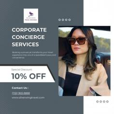 The Corporate Concierge Services offered by Silver Wing Travel are tailored to the particular requirements of modern business professionals, offering smooth solutions that guarantee your work trip is effective, stress-free, and productive.
We manage every aspect, so you can concentrate on what really matters—your business objectives—whether you're organising a complicated schedule for your team or just one business trip. 
Visit on site: https://www.silverwingtravel.com/corporate